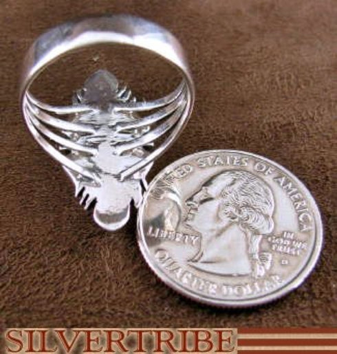 Authentic Silver And Multicolor Inlay Ring Jewelry Size 6-3/4 DS46996